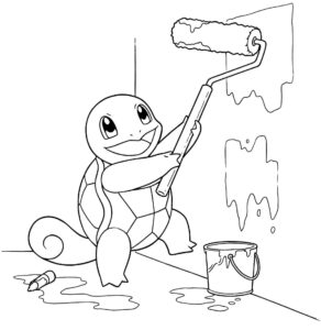 Coloriage 3 de Carapuce qui peint