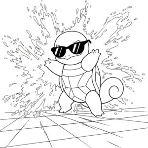 Coloriage 6 de Carapuce avec ses lunettes