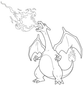 Coloriage 1 de Dracaufeu énervé