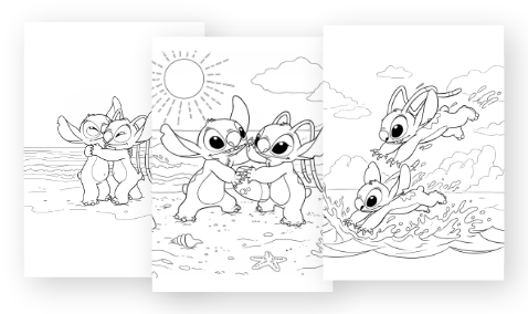 Télécharger tous les coloriages de Stitch et Angel