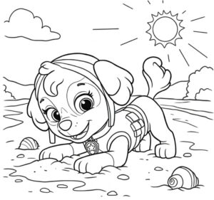 Coloriage 1 de Stella à la plage