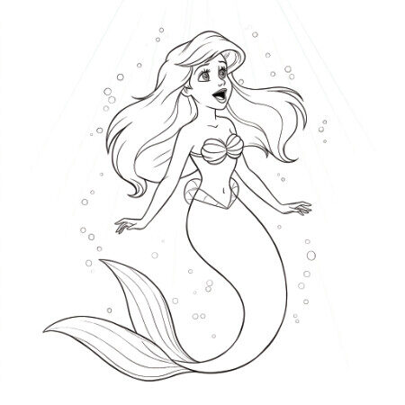Coloriage 1 de Ariel qui chante