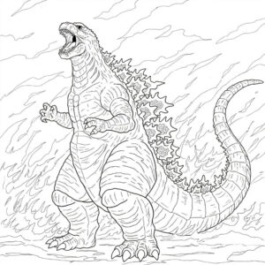 Coloriage 2 de Godzilla énervé