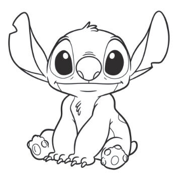 Coloriage 1 de Stitch mignon assis