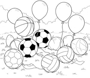 Coloriage 3 de ballons de sport