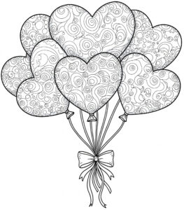 Coloriage 5 de ballons avec un nœud de papillon