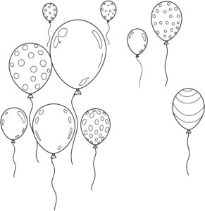 Coloriage 7 de ballons qui s'envolent