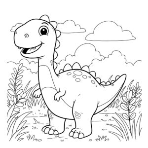 Coloriage 3 de dinosaure mignon