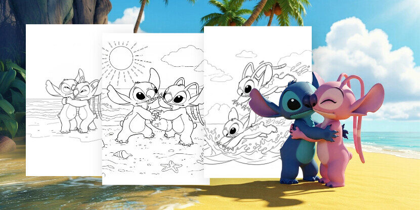 Coloriages Stitch et Angel à imprimer gratuitement