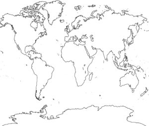 Coloriage 1 de la carte du monde sans frontières