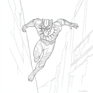 Coloriage 7 de Black Panther qui bondit