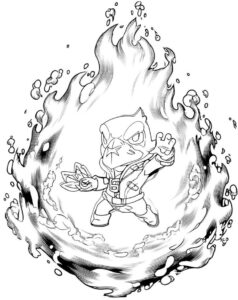 Coloriage 4 de Corbac entouré d'une aura
