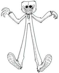 Coloriage 4 de Huggy Wuggy qui bondit