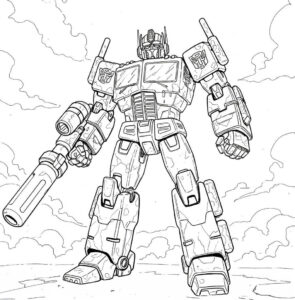 Coloriage 1 de Optimus Prime avec son pistolet