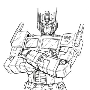Coloriage 4 de Optimus Prime avec les bras croisés