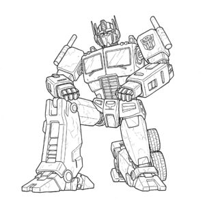 Coloriage 5 de Optimus Prime à genoux