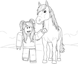 Coloriage 6 de skin Roblox pour fille avec son cheval