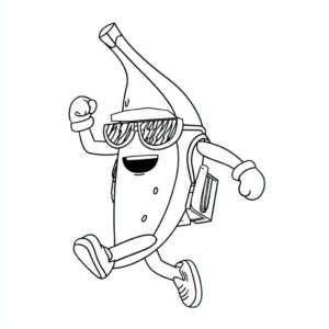 Coloriage 2 du skin banane dans Stumble Guys qui court