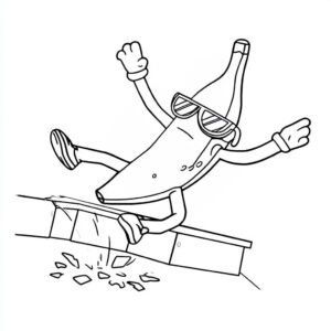 Coloriage 5 du skin banane dans Stumble Guys qui glisse