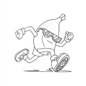 Coloriage 6 du skin banane dans Stumble Guys qui s'enfuit