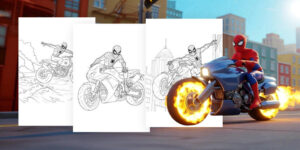 Coloriages moto Spiderman gratuits à imprimer