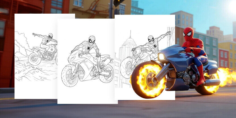 Coloriages moto Spiderman gratuits à imprimer