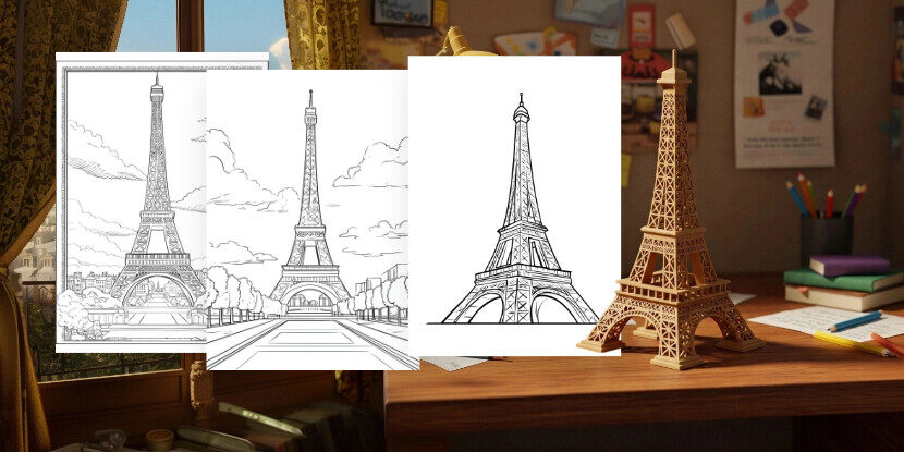 Coloriages de la Tour Eiffel à imprimer gratuitement