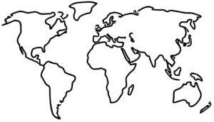 Coloriage 2 de la carte du monde simplifiée