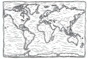 Coloriage 7 de la carte du monde ancienne