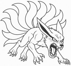 Coloriage 4 de Kyubi qui rage