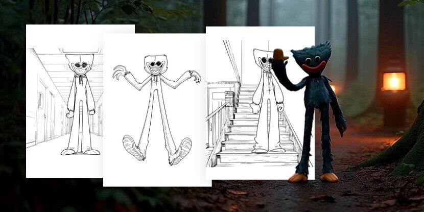 Coloriages Huggy Wuggy (Poppy Playtime) à imprimer gratuitement